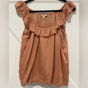 Splendid Peach Blouse with Gold Details
